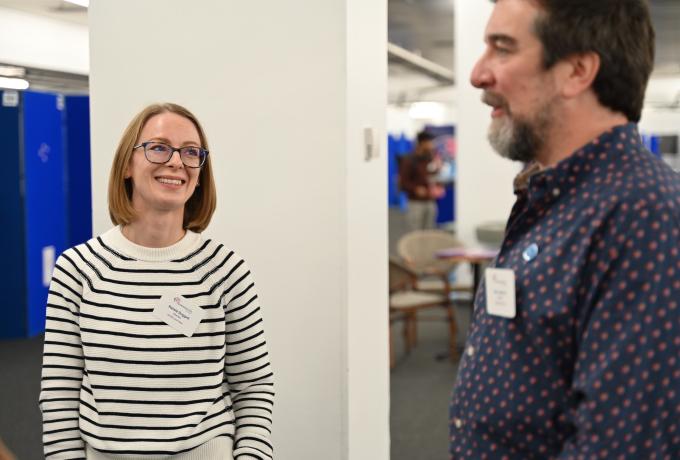 Two people at the networking event