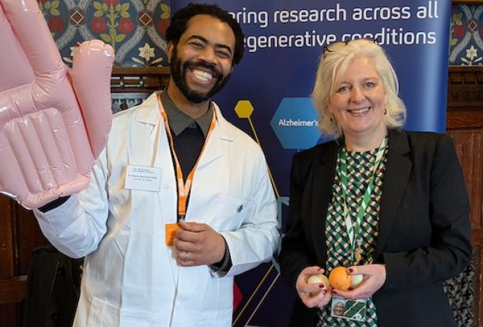 A scientist and an MP at the UK DRI parliamentary event