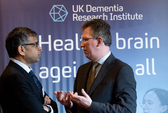 UK DRI director Prof Siddharthan Chandran speaking to an MP