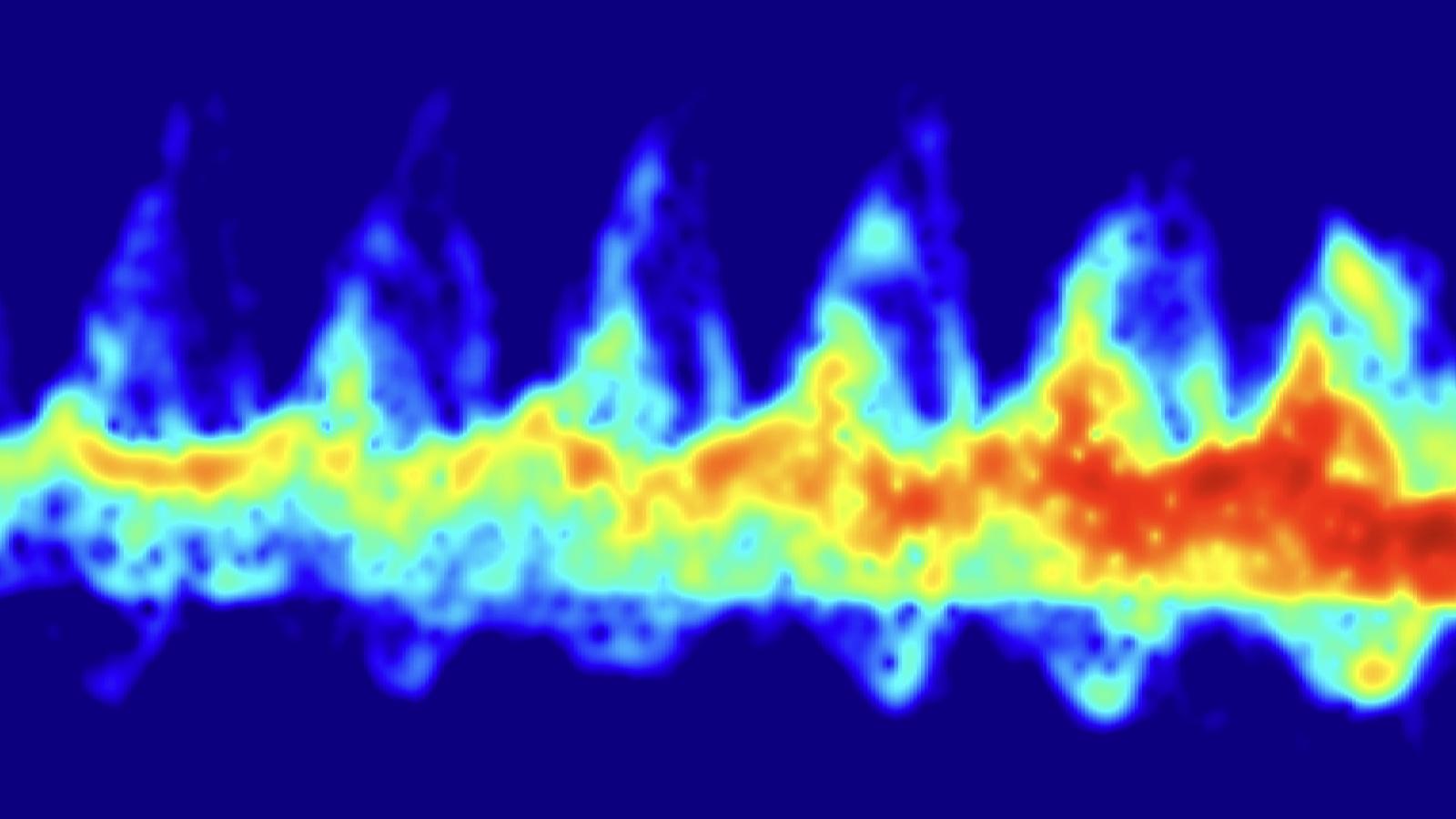 Doppler signature for human gait as captured using networked radar that is being developed to sense health and activity of people living with dementia.