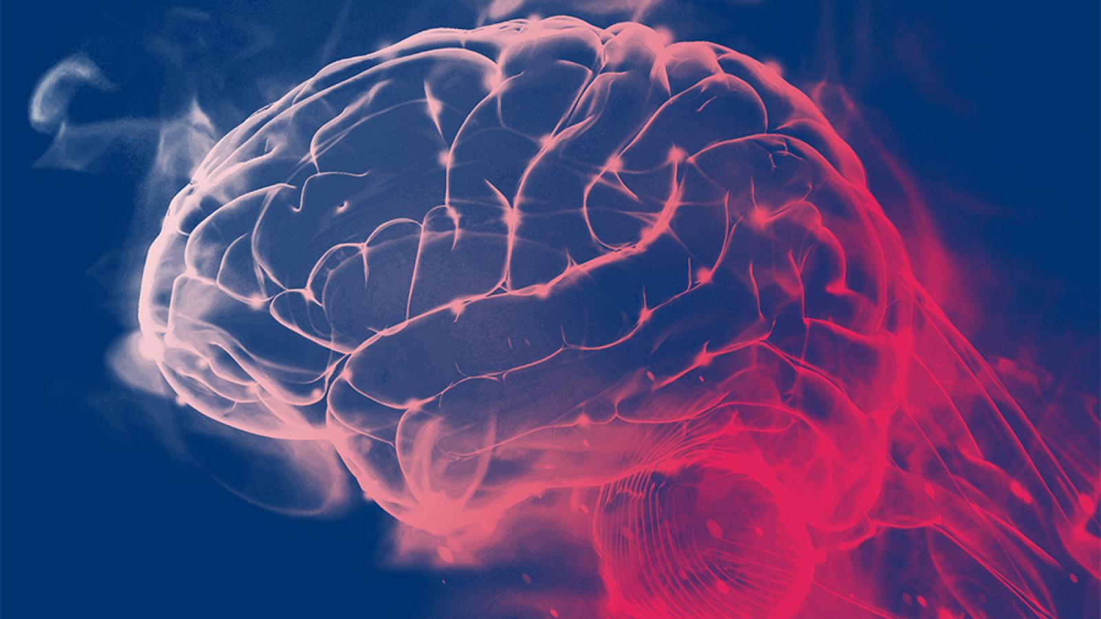 Abstract brain in white and pink gradient