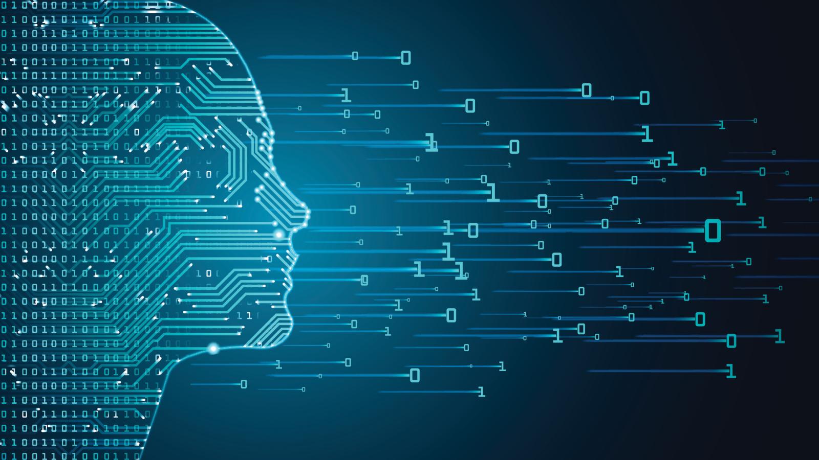 binary code created face