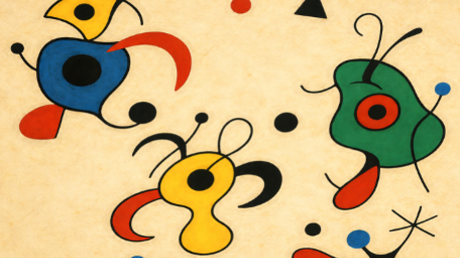 3 oligoproteins in blood (RIG-I, SIGLEC1 and IFIT3, which make up the MIRO score) in the style of Joan Miró 
