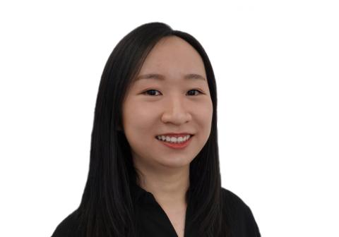 Headshot of Julie Qiaojin Lin, young woman with long dark hair