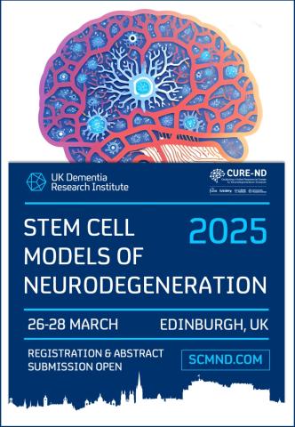 A poster for the event 'Stem cell models of neurodegeneration' taking place 26-28 March 2025