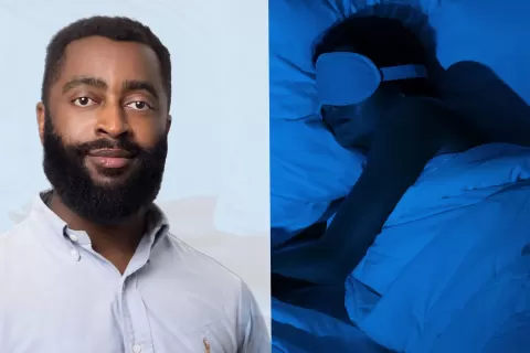 Abidemi Otaiku profile photo alongside an image of a sleeping person
