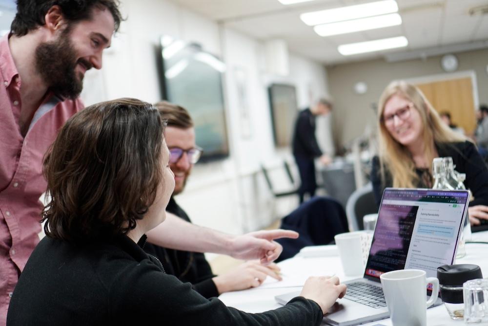 Researchers at an informatics workshop